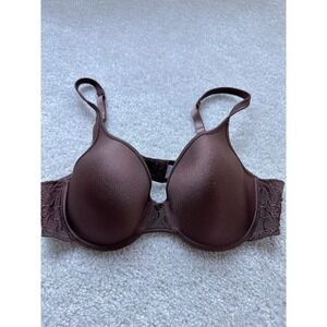 WACOAL #85374 Brown Satin Embroidered Demi Contour T-shirt Bra 36C Underwire